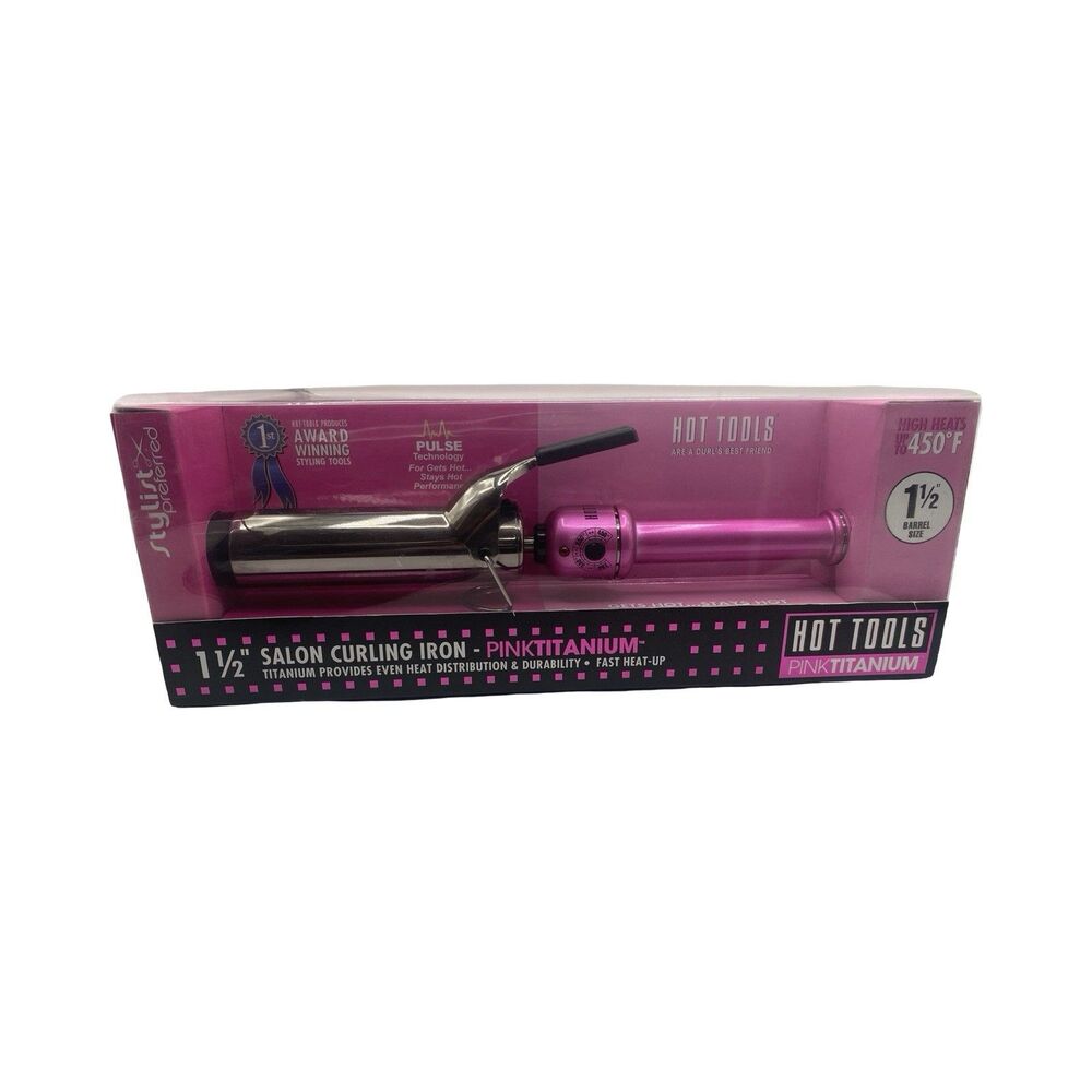 Hot Tools 1  1/2” Inch Professional Salon Curling Iron Wand Pink Titanium